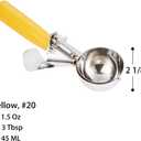 Saebye Portion Scoop - #20 (1.5 oz) - Disher, Cookie Scoop, Ice Cream Scoop - Portion Control - 18/8 Stainless Steel, Yellow Handle, For Cookie, Ice Cream, Meatball, Muffin, Cupcake, Protein Balls
