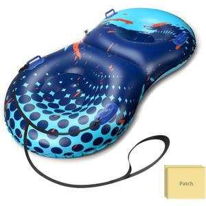 Snow Tube with Towable Tow Rope, UOLUUK 2 Persons Heavy Duty Inflatable Sled for Kids & Adults Premium Abrasion-Resistant Thickened Bottom Sledding for Outdoors