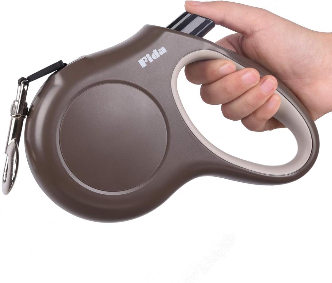 Fida Retractable Dog Leash, 16ft Heavy Duty Pet Walking Leash for X-Small/Small/Medium/Large Dog or Cat up to 110 lbs, Tangle Free. One-Hand Brake (Large, Coffee)