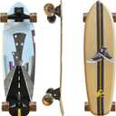 Abrazo 33x9.5 Pro Cruiser Skateboard for Kids Teens & Adults, Surfskate Board, 7-Layer Canadian Maple Wood Deck