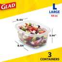 Glad Food Storage Containers - Deep Dish Container - 64 Ounce - 3 Containers - 6 pack