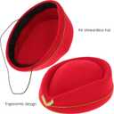 Women Air Stewardess Hat Woolen Flight Attendant Hat Stewardess Cap for Costume Cosplay Musical Performance - Size M(Red)