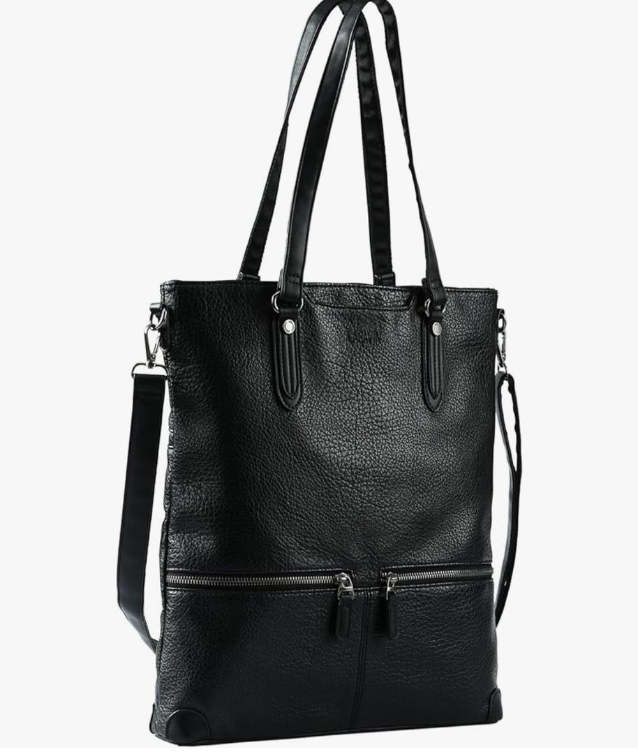 Lassviin Laptop Tote Bag, Leather Work Tote for Computer Bag Waterproof Lightweight Shoulder Bag Purse Handbag Crossbody Bag