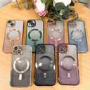 Case Fit for iPhone 14 (MagSafe Compatible) Camera Lens Protector Glitter Bling Plating Full Body Shockproof Protection Anti-Scratch Case for iPhone 14 6.1 Inch - Blue