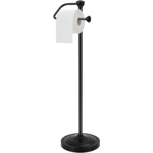 Toilet Paper Holder Stand, Toilet Papers Stand With Stable Weighted Base, Large Capacity Black Toilet Paper Holders Stand With Storage, Spiral Assembled Toilet Paper Holder Free Standing Without Tools