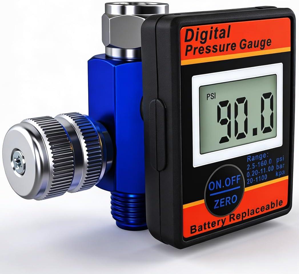 LE LEMATEC Digital Air Pressure Regulator with LED Display Gauge,  NPT Valve for Air Compressor, Tire Inflation, HVLP Spray Paint Gun, & Professional Air Tools, Compact & Heavy-Duty. DAR01B