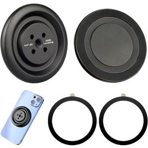 Magnetic Phone Tripod Adapter Mount with 1/4" Thread Screw Holes compatible with Mag Safe for I phone 15 14 13 12 Pro Max Plus Mini Video Recording Live Broadcast Tripod Selfie Stick Ballhead