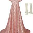 VEECOOCOS Edwina Sharma Costume Dress Women's Regency Dress Victorian Tea Gown Dress (Medium)