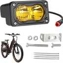 Ebike Headlight for Rad Power, 2 Pin Headlight for E-Bikes Compatible with RadMini RadRover RadExpand RadRunner Vamoose Mammoth Clear White, 20W 6000-6500K Waterproof Ebike LED Light (Yellow)