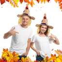 2 Pcs Thanksgiving Scarecrow Hats with Raffia Straw Hair Thanksgiving Scarecrow Hat Costume Accessories for Adult Women Men Cosplay