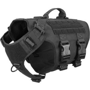 ICEFANG GN3 Tactical Dog Harness with 6X Buckle,Dog Molle Vest with Handle,3/4 Body Coverage,Hook and Loop Panel for ID Patch,No Pulling Front Clip (L (28"-35" Girth), Black)