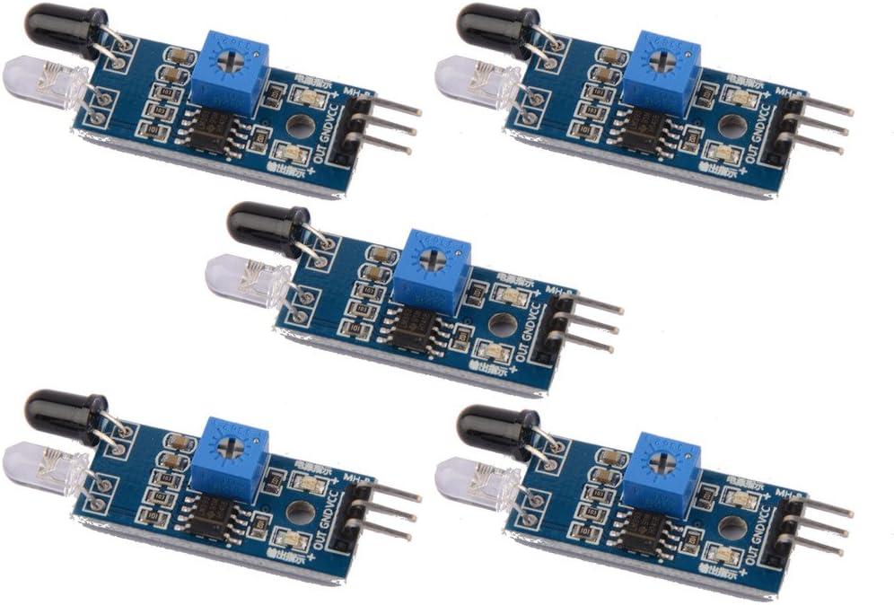 DAOKI 5 PCS IR Infrared Obstacle Avoidance Sensor Module for Arduino Smart Car Robot 3-Wire
