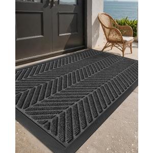 Color&Geometry Outdoor Door Mat for Front Home Entrance Outside Entry Entryway Patio Waterproof Heavy Duty Doormat Welcome Matt - 28"x48" Grey
