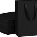 BagDream Black Gift Bags with Handles 8x4x11 Inch 25pcs Black Kraft Paper Bags Medium Birthday Wedding Party Shopping Retail Merchandise Paper Sacks
