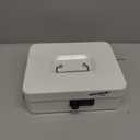 KYODOLED Large Cash Box with Combination Lock,Safe Metal Box for Money, Storage Lock Box with Money Tray,9.84"x 7.87"x 3.54" White Large