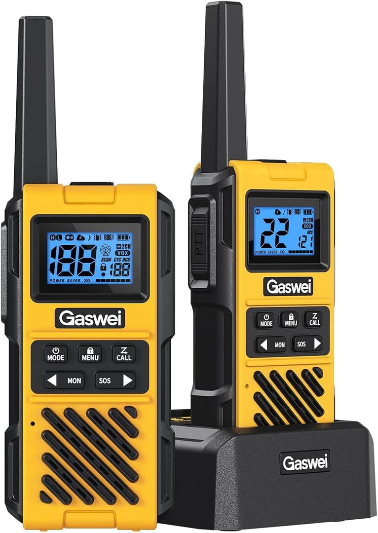 G1pro+ IP67 Waterproof Walkie Talkies Long Range for Adults, Heavy Duty Two Way Radio with FM Radio,VOX,SOS & NOAA Weather Alerts,USB-C Rechargeable,2 Pack-Yellow