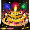 Pop Up Birthday Cards for Men - LED Light & Music with Blow The Candle, 3D Balloons, Singing Happy Birthday gifts Card for Husband - Women, Kids, Son, Her, & Dad