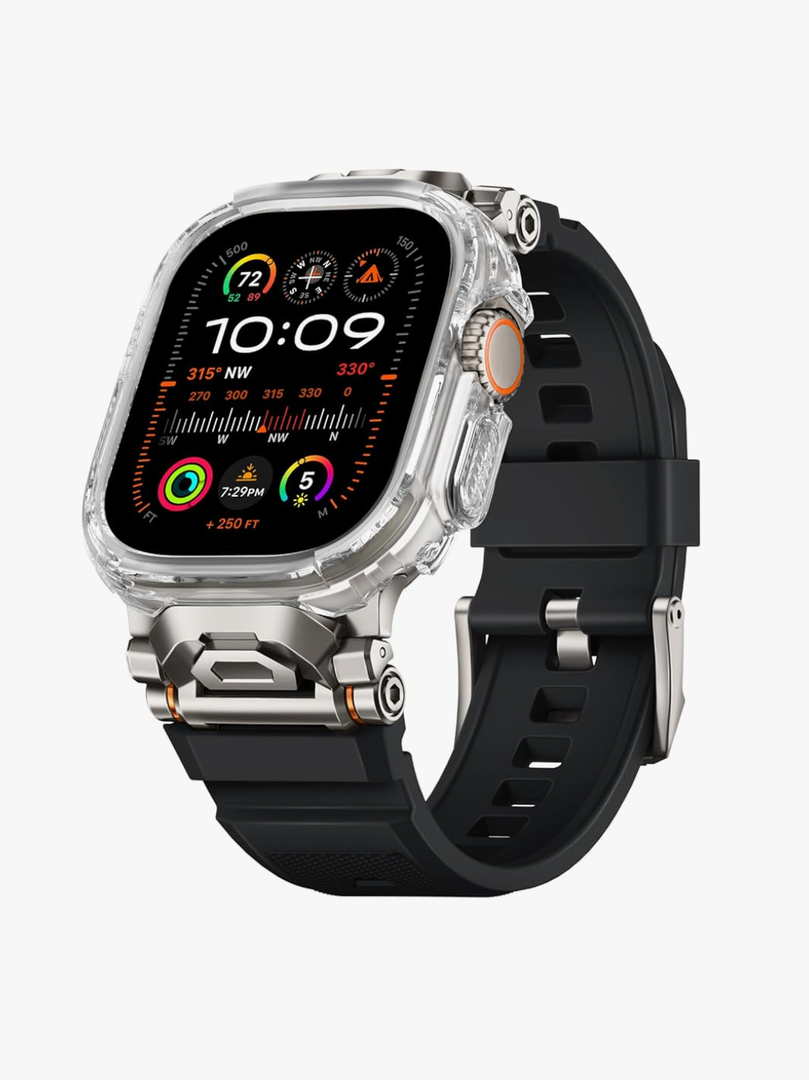 Rugged Bands Compatible for Apple Watch Ultra 2/Ultra Band 49mm 46mm 45mm 44mm 42mm, Silicone Sport Strap with Durable Stainless Steel Connector for iWatch Series 10 9 8 7 6 5 4 3 SE
