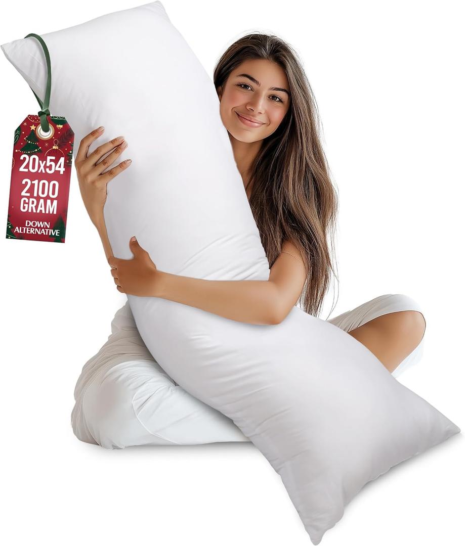Utopia Bedding Full Body Pillow for Adults (White, 20 x 54 Inch), Long Pillow Insert for Sleeping, Ideal for Side Sleepers