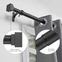 Single Curtain Rods for Windows 28 to 48 Inch (2.3-4ft),1 Inch Diameter Adjustable Heavy Duty Drapery Rods, with Modern Square Aluminum Alloy Finials, Matte Black