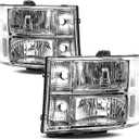 APSVE Headlights Assembly for 2007-2013 GMC Sierra 1500, 07-14 Sierra 2500HD 3500HD Headlamp Replacement Driver & Passenger Side, Chrome Housing Clear Lens