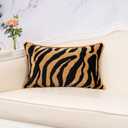 Yangest Black and Gold Rectangle Pillow Cover Cut Velvet Zebra Print Cushion Cover Luxury Modern Pillow Cover for Couch Living Room Bedroom, 12x20 Inch
