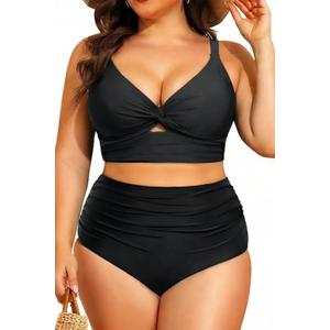 Daci Plus Size Two Piece Swimsuits - Women High Waisted Bikini Tummy Control Bathing Suits Knot Twist Swimwear 2025, 20W