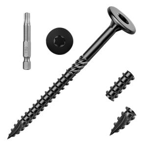 25PCS #14 x 4 Inch Lag Screws Structural Wood Screws 4 inch, Black Coated Rust Resistant Heavy Duty Construction Screw Star Drive with Bit