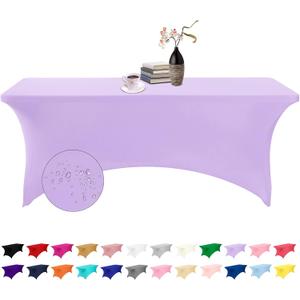 Spandex 6ft Waterproof Table Cover for Party,Wedding, Banquet, and Events(Lavender) (72"x30"(Rectangular))