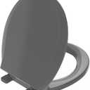 Toilet Seat Round 16.5 inch Soft Close, Toilet Lid Round PP Material Safe & Easy Clean & Quick Installation, Sturdy Accessories Never Loosen, 2 Years Support, Grey (Gray)