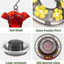 Jealoeur Hummingbird Feeder for Outdoors Hanging, 18 OZ Humming Birds Feeders with 6 Bee Guard Feeding Ports & Built-in Ant Moat, Easy to Clean, Durable Outdoor Garden Decor (Red 1 Pack-C)