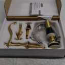 GGStudy 8 inch 2 Handles 3 Holes Widespread Bathroom Sink Faucet Antique Brass Bathroom Vanity Faucet Basin Mixer Tap Faucet Matching Metal Pop Up Drain with Overflow Antique Brass