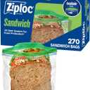 Ziploc Sandwich and Snack Bags with EasyGuide Texture, Plastic Storage Bags with Grip 'n Seal Technology, 270 Bags Total (Packaging May Vary)
