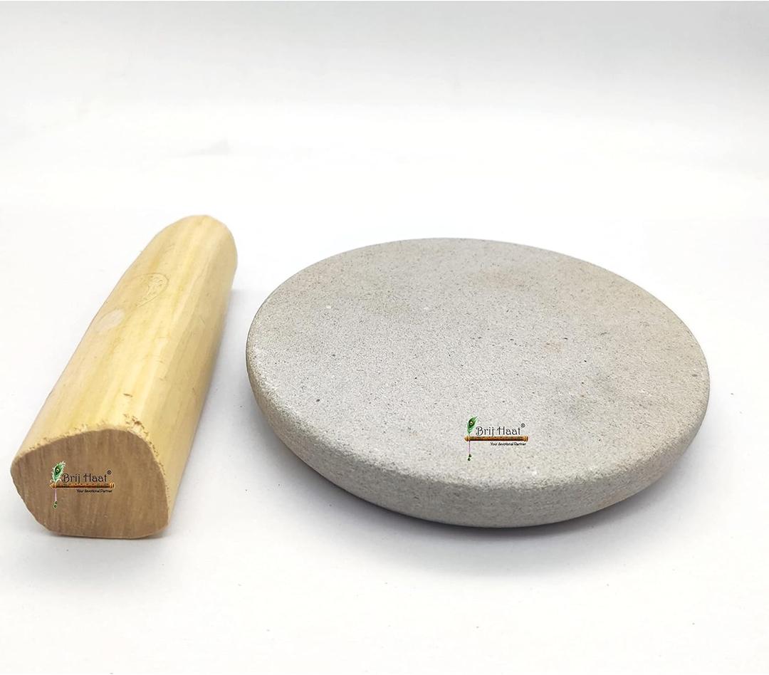 Stone Chandan rubbing chakla Pata with original Sandalwood stick Size Small @4 Inch