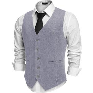COOFANDY Men's Herringbone Tweed Suit Vests Slim Fit Waistcoat Casual Business Dress Vest (XXXL)