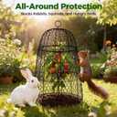 6 Pack XL Metal Garden Cloches for Plants, 17" Height Rustproof Chicken Wire Cloches for Seedlings, Vegetables & Flowers, Plant Protectors from Animals Includes 6 Humidity Domes & 24 Stakes - Black