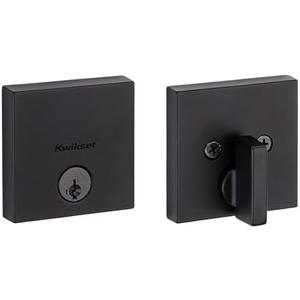Kwikset Downtown Deadbolt Lock, Matte Black Square Exterior Keyed Front Entry Door, Pick Resistant SmartKey Rekey Security, Single Cylinder Dead Bolt, with Microban Protection Only 1 Kwikset Downtown Deadbolt Lock, Matte Black Square Exterior Keyed Front Entry Door, Pick Resistant SmartKey Rekey Security, Single Cylinder Dead Bolt, with Microban Protection Only 1