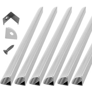 HAMRVL 6-Pack 1ft/30cm 16x16mm Led Aluminum Channel System with Cover V Shape, Led Strip Light Diffuser Track with End Caps Mounting Clips Accessories,Aluminum Profile for Led Strip Lights for Indoor