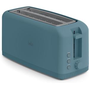 bella 4 Slice Slim Toaster, Fits-anywhere Kitchenware, 6 Setting Shade Control with Reheat & Cancel Buttons, Fits Sourdough, 10 Long Slot, Anti Jam & Auto Shutoff, 900 Watt, Surf