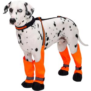 Dog Suspender Boots, Anti-Slip & Fall Waterproof Dog Shoes Leggings, Dog Paw Protector for Small Medium Dogs, Adjustable Dog Boots Pet Shoes for Outdoor Walking (XXL, Orange)