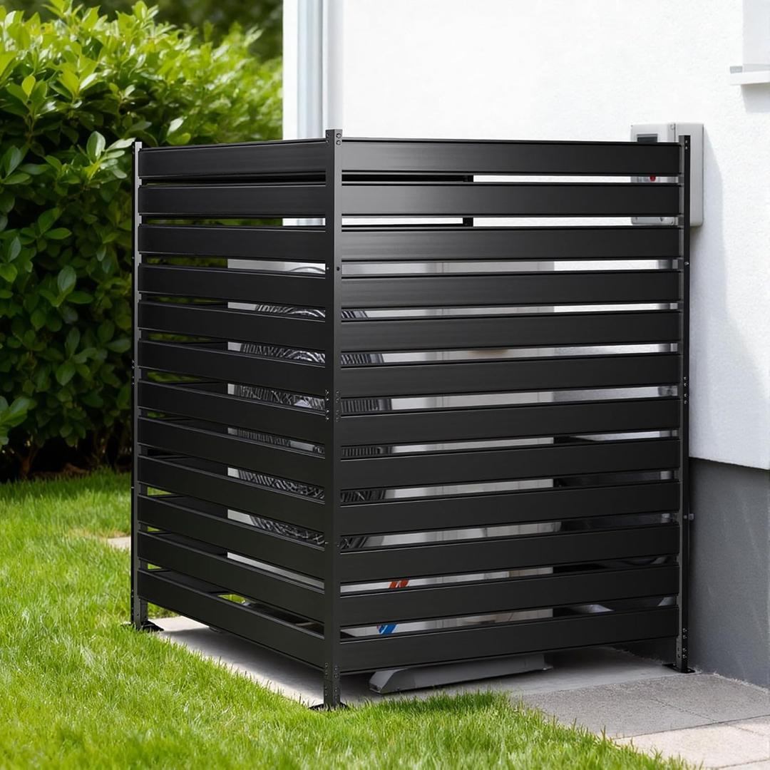 63" H x 38" W (1-Panels) Air Conditioner Fence Screen Trash Can Privacy Fence Panels, Suitable for Pools and Yards, no Digging RequiredBlack Privacy Panel
