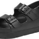 SOSOWHLTE Women's Platform Sandals with Arch Support - 3 Adjustable Straps Summer Beach Sandals, Lightweight & Slip-Resistant (10-10.5, Black)