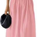 PRETTYGARDEN Women 2026 Summer Elegant Strapless Maxi Dress Tube Top Dress A Line Flowy Long Wedding Party Cocktail Dresses (Pink, XS)