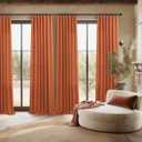 DANCURTON Burnt Orange Sheer Curtains 96 Inches Long for Living Room 2 Panels Back Tab Bohemian Drapes Autumn Home Decor Linen Rustic Farmhouse Fall Light Curtains for Bedroom Patio Sliding Glass Door