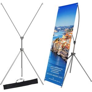 BTDVR 2 Pack X Banner Stand, Adjustable Retractable banner stand with Portable Carry Bag, Fits Banners 23"x63" to 32"x78", Sturdy & Lightweight for Trade Shows, Stores, Restaurant & Party