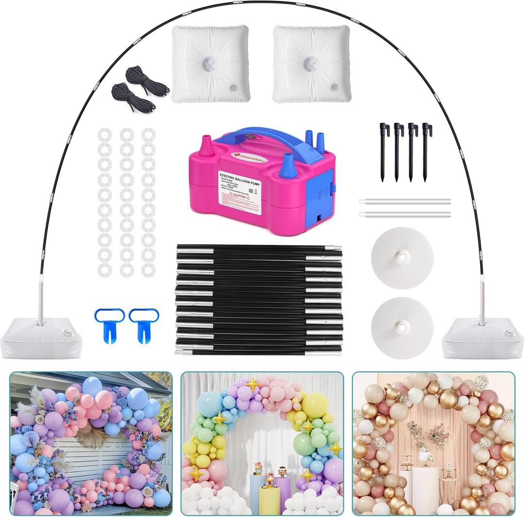 IDAODAN Balloon Arch Kit and Balloon Pump, Balloon Arch Stand with Electric Balloon Pump, Adjustable Wide Garland Arch for Wedding Baby Shower Birthday Party Supplies Decorations