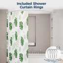 ENJOYBASICS Curved Shower Curtain Rod with Shower Rings, Adjustable Round Bathroom Rod for Extra Space, Rustproof, Need to Drill, Silver, 35-77 Inches