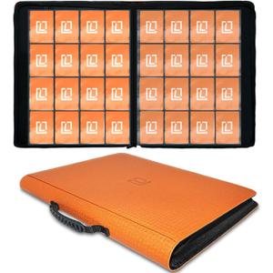 LIWSHWZ 1000+ Card Binder-Two Large Interior Pockets, Compatible with TCG, MTG, Sports Cards, Premium Trading Card Binder with Reinforced Handle,Orange,17.5" x 13.4" x 1.97"