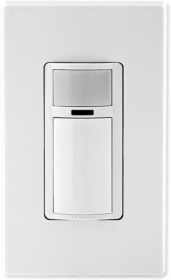 Leviton Decora Vacancy Motion Sensor In-Wall Switch, Manual-On, 2A, Single Pole, DVS02-1LW, White