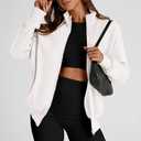 PRETTYGARDEN Women's 2025 Spring Fall Fashion Full Zip Up Sweatshirt Long Sleeve Loose Fit Trendy Casual Jacket with Pockets (White, S)